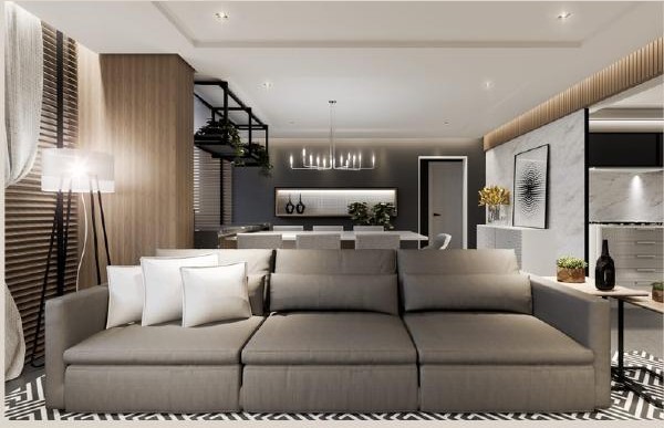 Sala de estar e jantar — projeto residencial de Mayara Luna